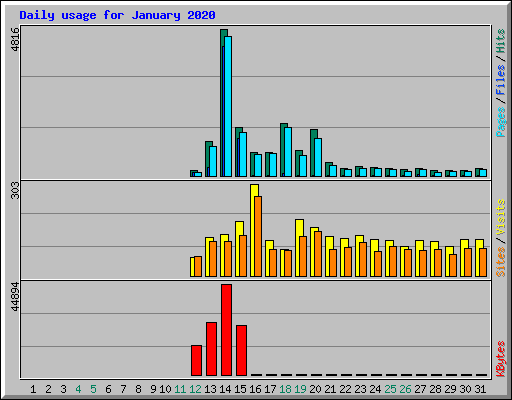 Daily usage for January 2020