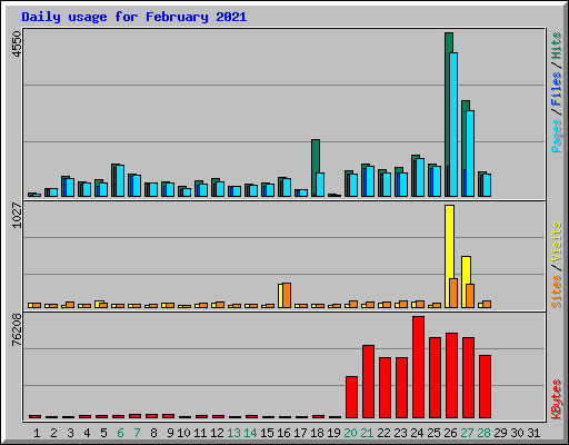 Daily usage for February 2021