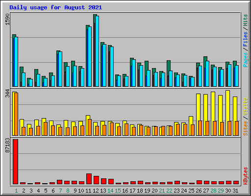 Daily usage for August 2021