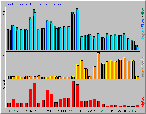 Daily usage for January 2022