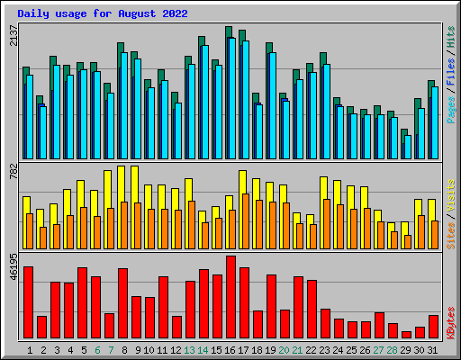 Daily usage for August 2022